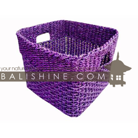 Balishine: Your natural source of indonesian handicraft presents in its Home Decor collection the Square Basket:12JAS362845:This square basket is produced in Indonesia made from seagrass.  Purpple color