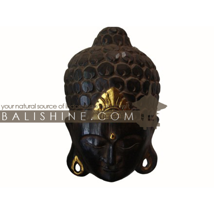 Balishine: Your natural source of indonesian handicraft presents in its Home Decor collection the Mask Buddha:17MUL472461:This mask buddha is a handicraft of Bali made from albesia wood.  gold color