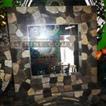 balishine This mirror is a handicraft of Bali made from natural lava stone with wood base. Mirror 3mm thickness.