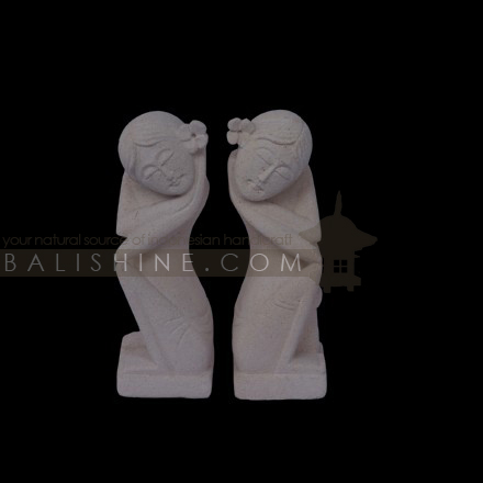 Balishine: Your natural source of indonesian handicraft presents in its Outdoor collection the Set of 2 statues:217SAI5592:This set of 2 statues is produced in Indonesia, made from lime stone.  white color.