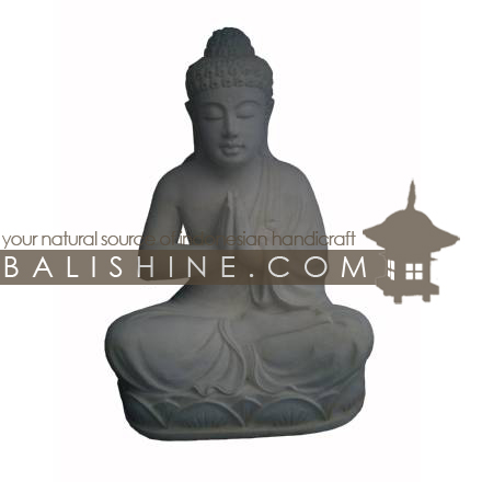 Balishine: Your natural source of indonesian handicraft presents in its Outdoor collection the Buddha Statue:217BIB3598:This buddha statue is produced in Indonesia, made from lime stone   white color
