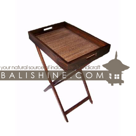 Balishine: Your natural source of indonesian handicraft presents in its Tableware collection the Tray With Feet:625JAS3398:This rectangular tray is produced in Bali made from coconut root and teak wood with feet.  Natural color